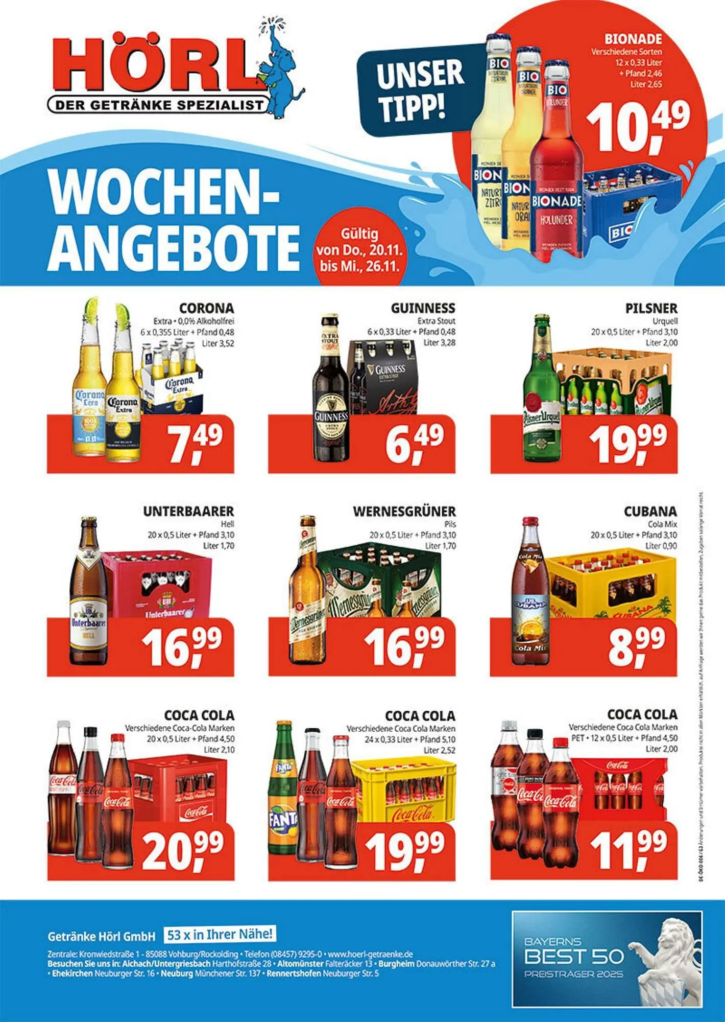 Hörl Getränke Prospekt von 25. November bis 26. November 2025 - Prospekt seite 1