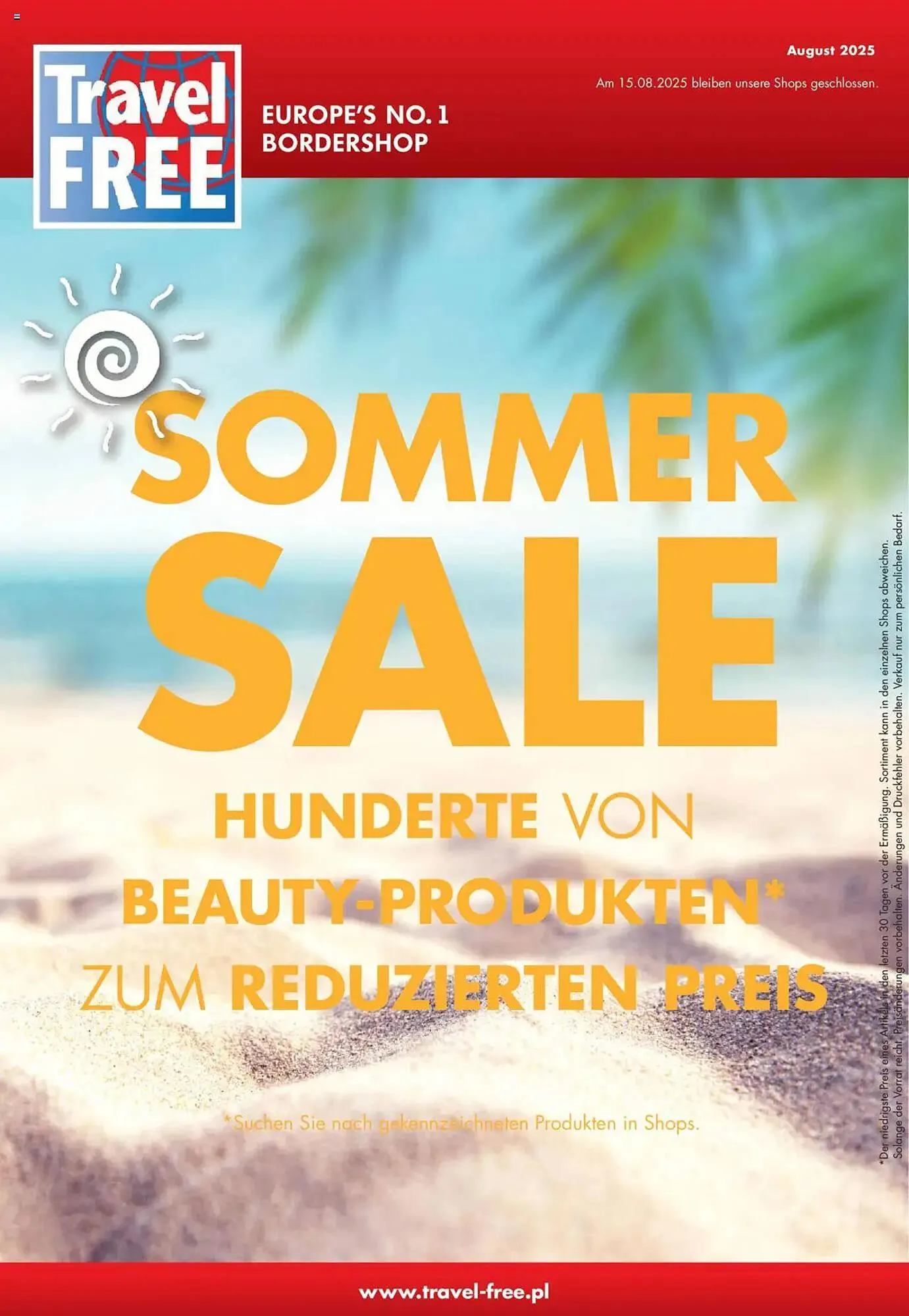 Travel Free Prospekt von 1. August bis 31. August 2025 - Prospekt seite 1