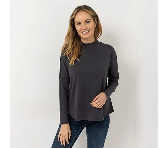 KIM & CO. Shirt, Langarm Feinstrick-Optik Rollkragen Oversize-leger weit