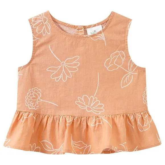 Mädchen Leinen-Top mit Blumen allover
