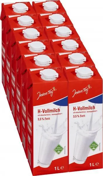 Jeden Tag H-Vollmilch 3,5% 12 x 1 l