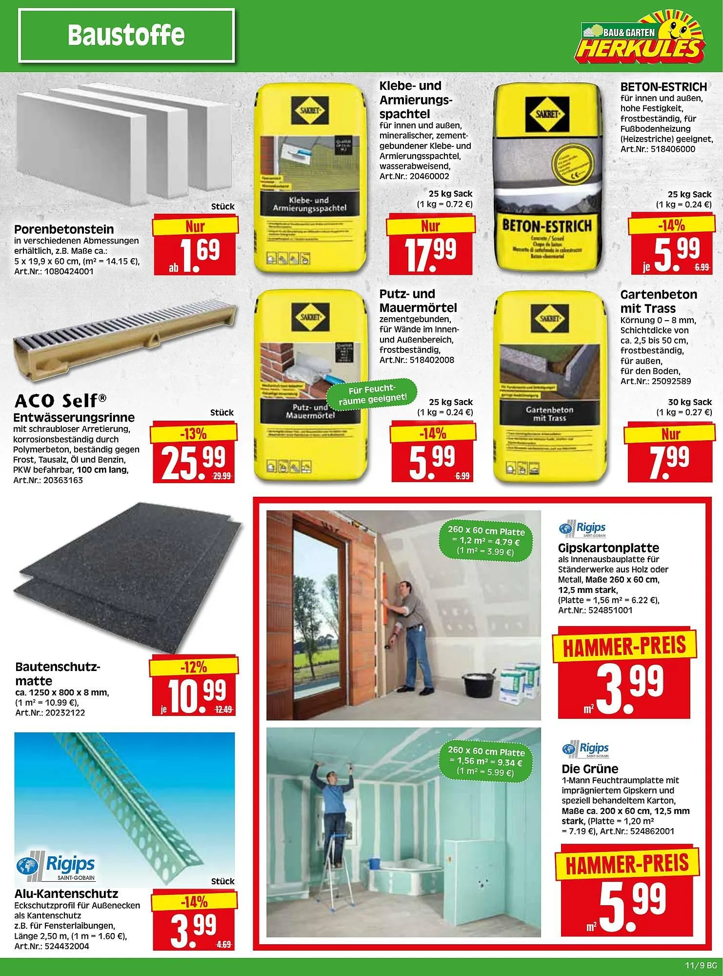 Herkules Baumarkt Prospekt von 10. März bis 15. März 2025 - Prospekt seite 9