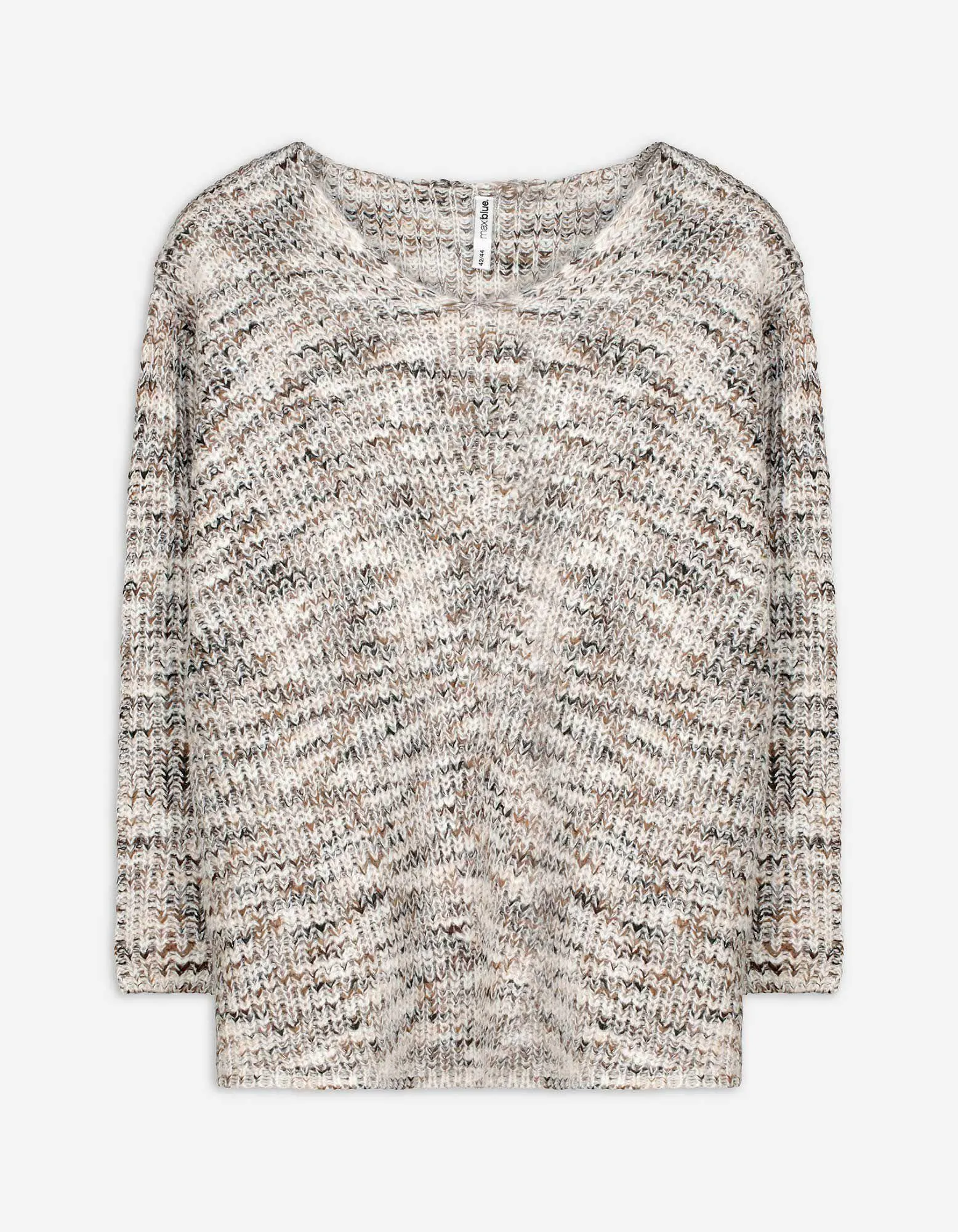 Strickpullover - V-Ausschnitt - weiß