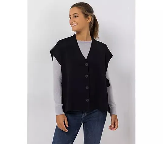 DINE 'N' DANCE Poncho mit Bindebändern Knopfleiste leger weit