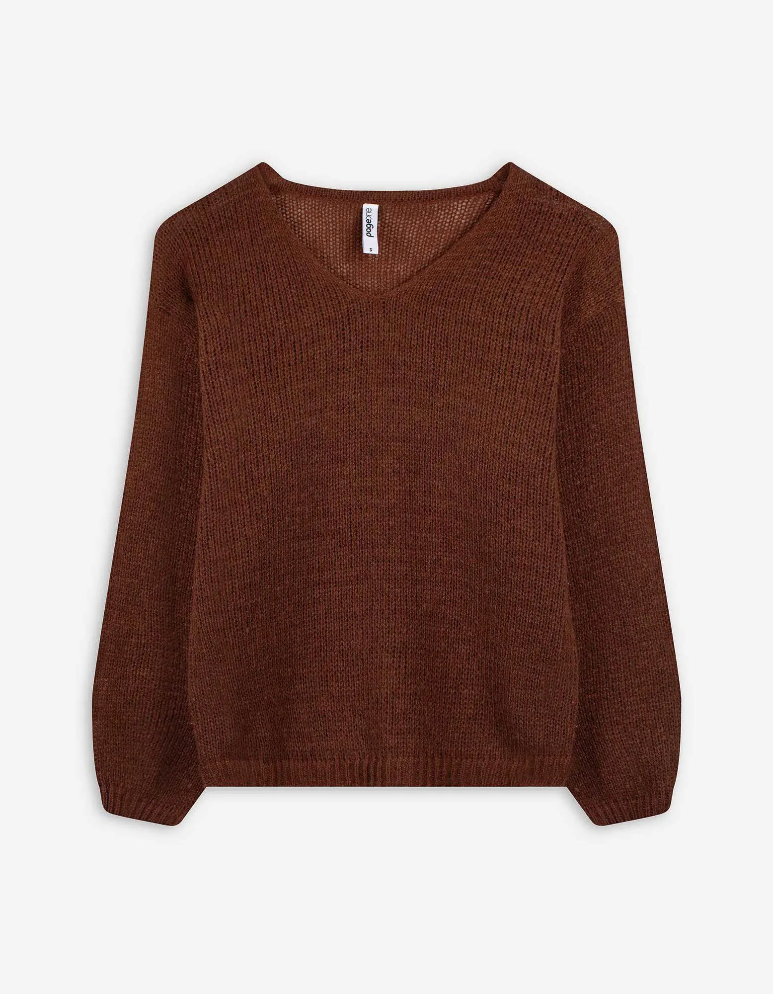 Strickpullover - V-Ausschnitt - braun