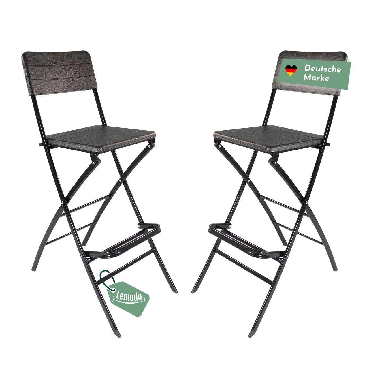 Klappbare Barstühle 2er Set mit Fußstütze