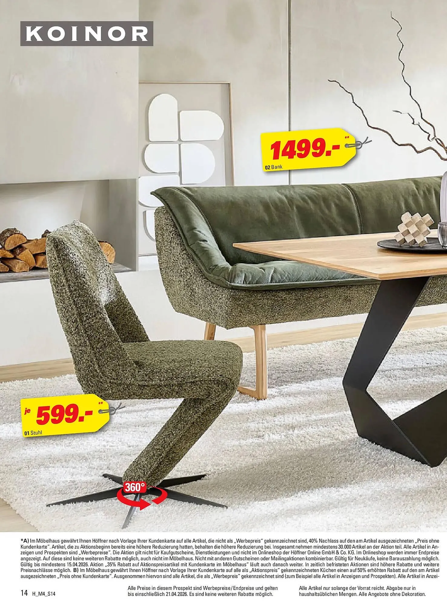 Höffner Prospekt von 31. März bis 21. April 2026 - Prospekt seite 14