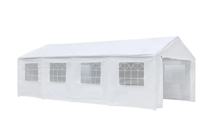 METRO PROFESSIONAL Partyzelt mit Seitenwand Blenheim, Stahl/Polyester, 4 x 8 m, wasserabweisend, weiß