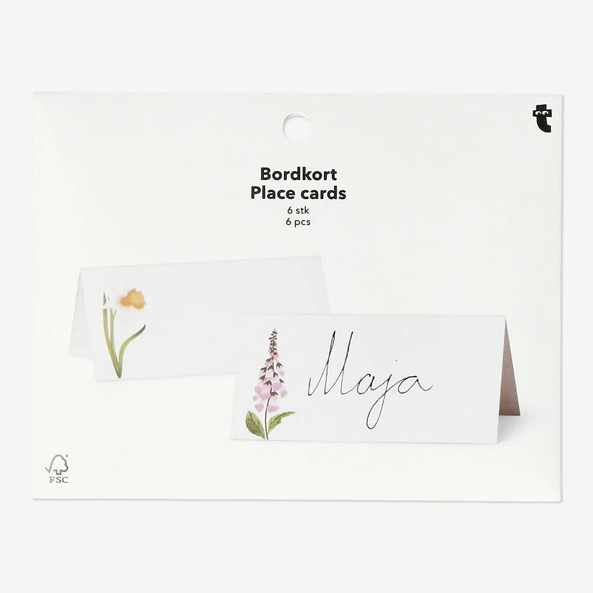 Place cards with flowers - 6 pcs
