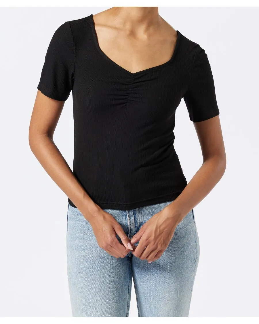 T-Shirt cropped Janina, V-Ausschnitt