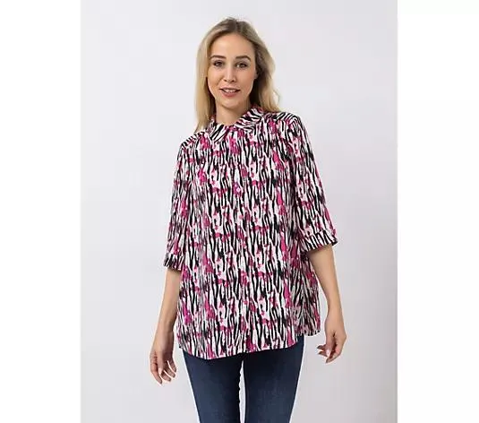 EVA LUTZ Bluse Luki Kragen Knopfleiste leger weit