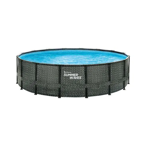 Frame Pool, rund, Rattan-Style, Ø 488 cm