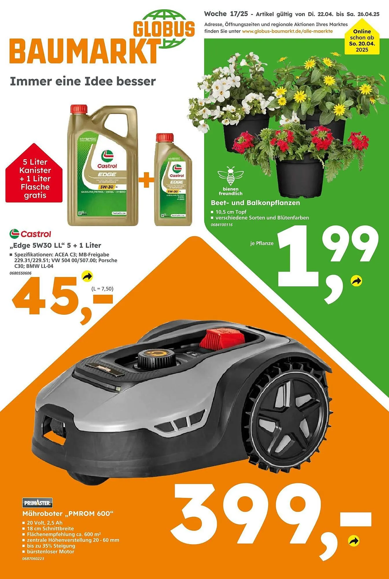 Globus Baumarkt Prospekt von 20. April bis 26. April 2025 - Prospekt seite 1