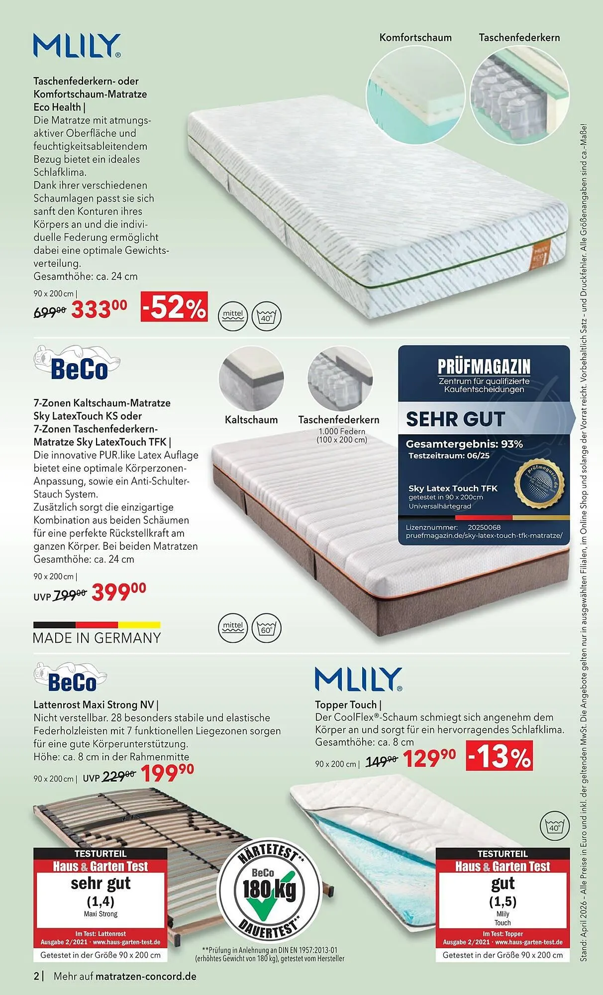 Matratzen Concord Prospekt von 29. April bis 26. Mai 2026 - Prospekt seite 2