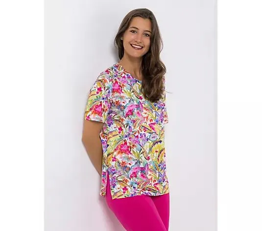 IN-PRINT Shirt 1/2-Arm Rundhalsausschnitt Seitenschlitze