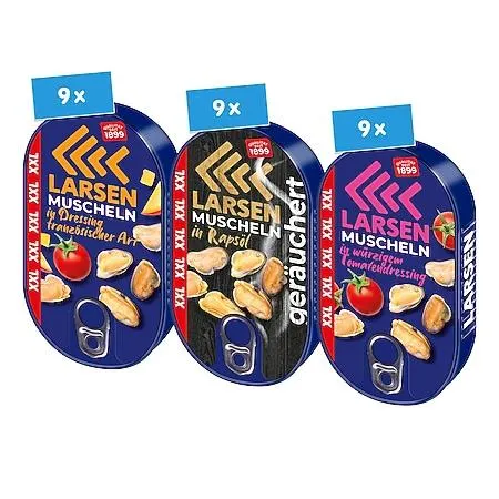 Dovgan Larsen Muscheln verschiedene Sorten 150 g, 27er Pack