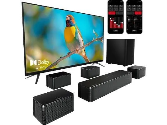ULTIMEA Poseidon D80 - 7.1 Soundbar mit Dolby Atmos und Kabelloser Subwoofer, App-Steuerung, Soundbar, Schwarz