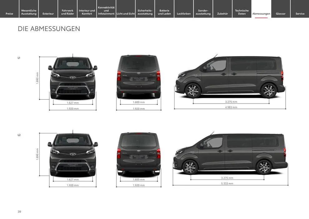 Toyota Proace Verso/Proace Verso Electric von 11. Mai bis 11. Mai 2025 - Prospekt seite 39