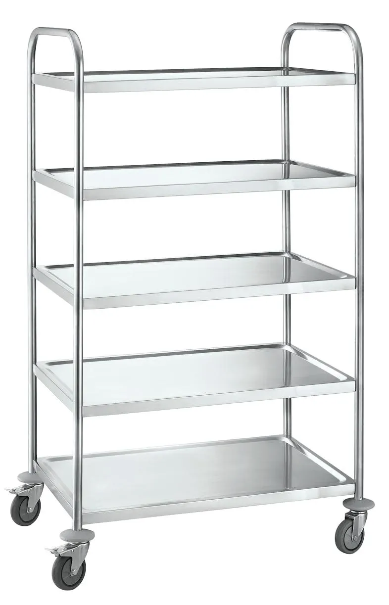 METRO PROFESSIONAL Servierwagen GST1005, Edelstahl, 85 x 52.6 x 154.3 cm, 5 Niveaus, Gesamtlast 200 kg, silber