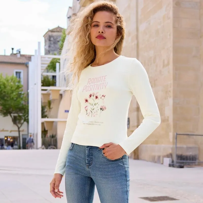 Damen-Langarmshirt mit Frontaufdruck