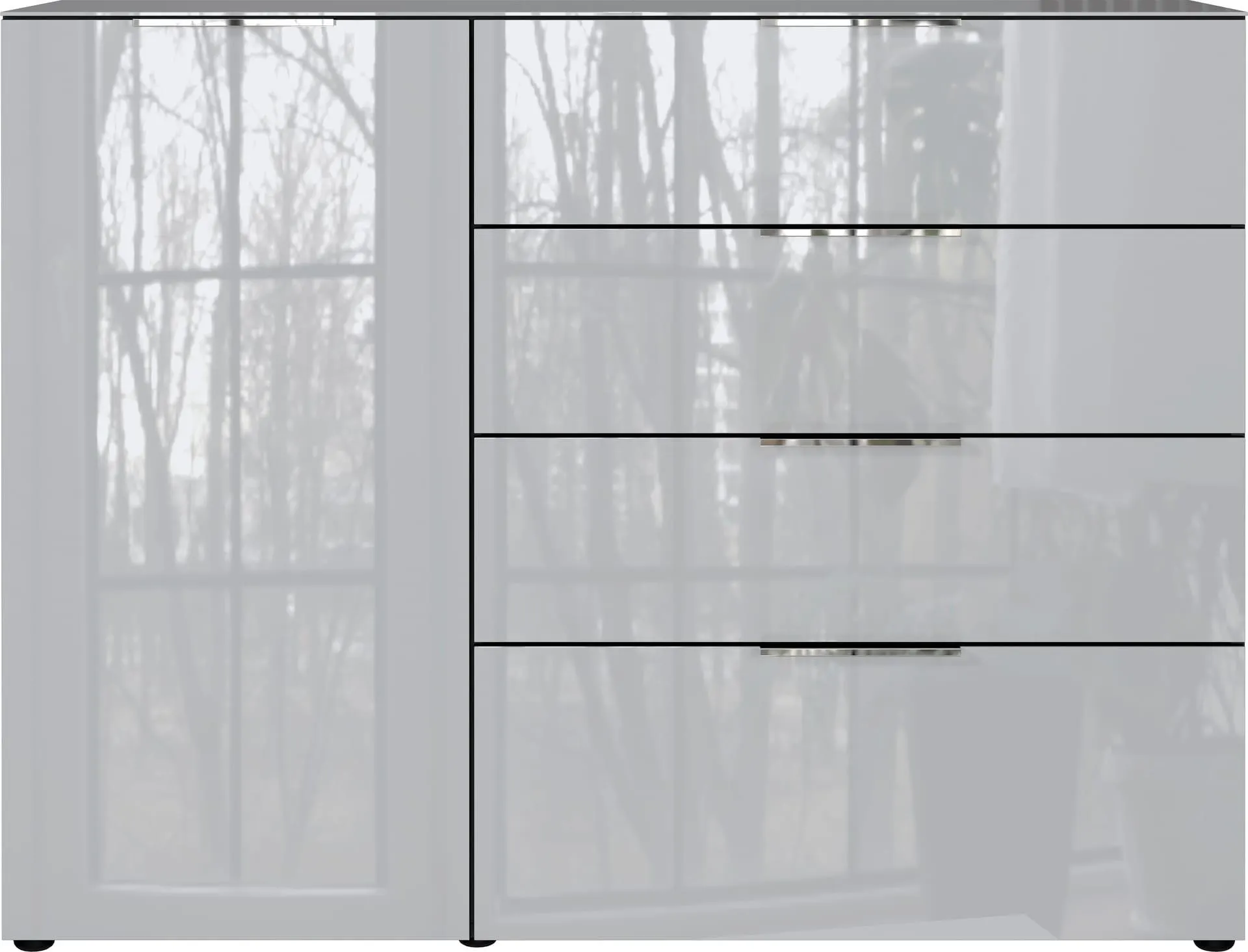 CASAVANTI Sideboard OAKLAND 134 x 102 cm Glas Graphit/Silbergrau