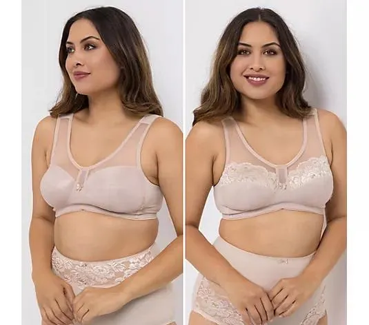LITTLE ROSE 2 Entlastungs-BHs Mikrofasermischung Passform Lady 1xBasic 1xSpitze