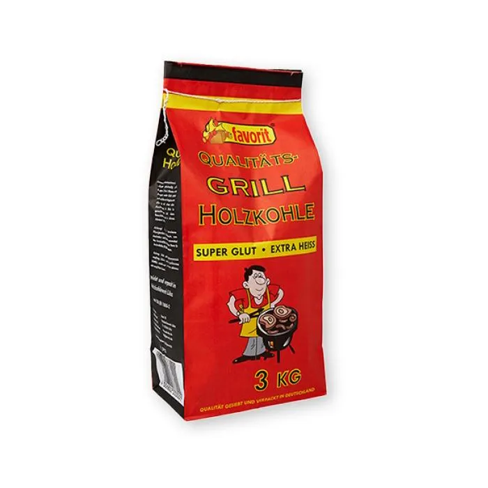 Favorit Grill Holzkohle 3 kg Sack, grosse Körnung, brennt schnell an