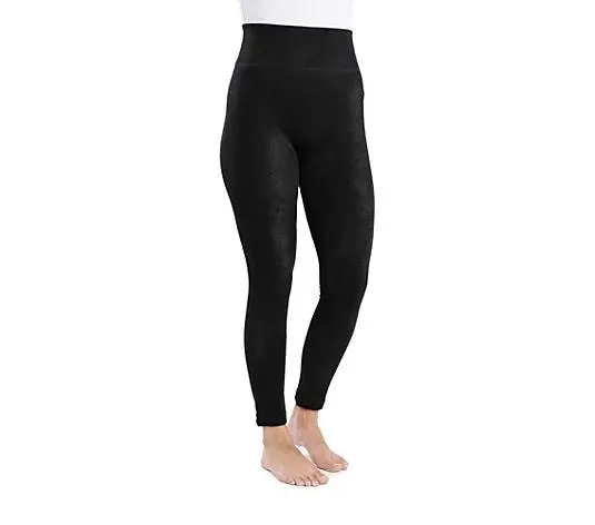 MUK LUKs Damen-Leggings Leder-Optik breiter Bund 7/8 Länge