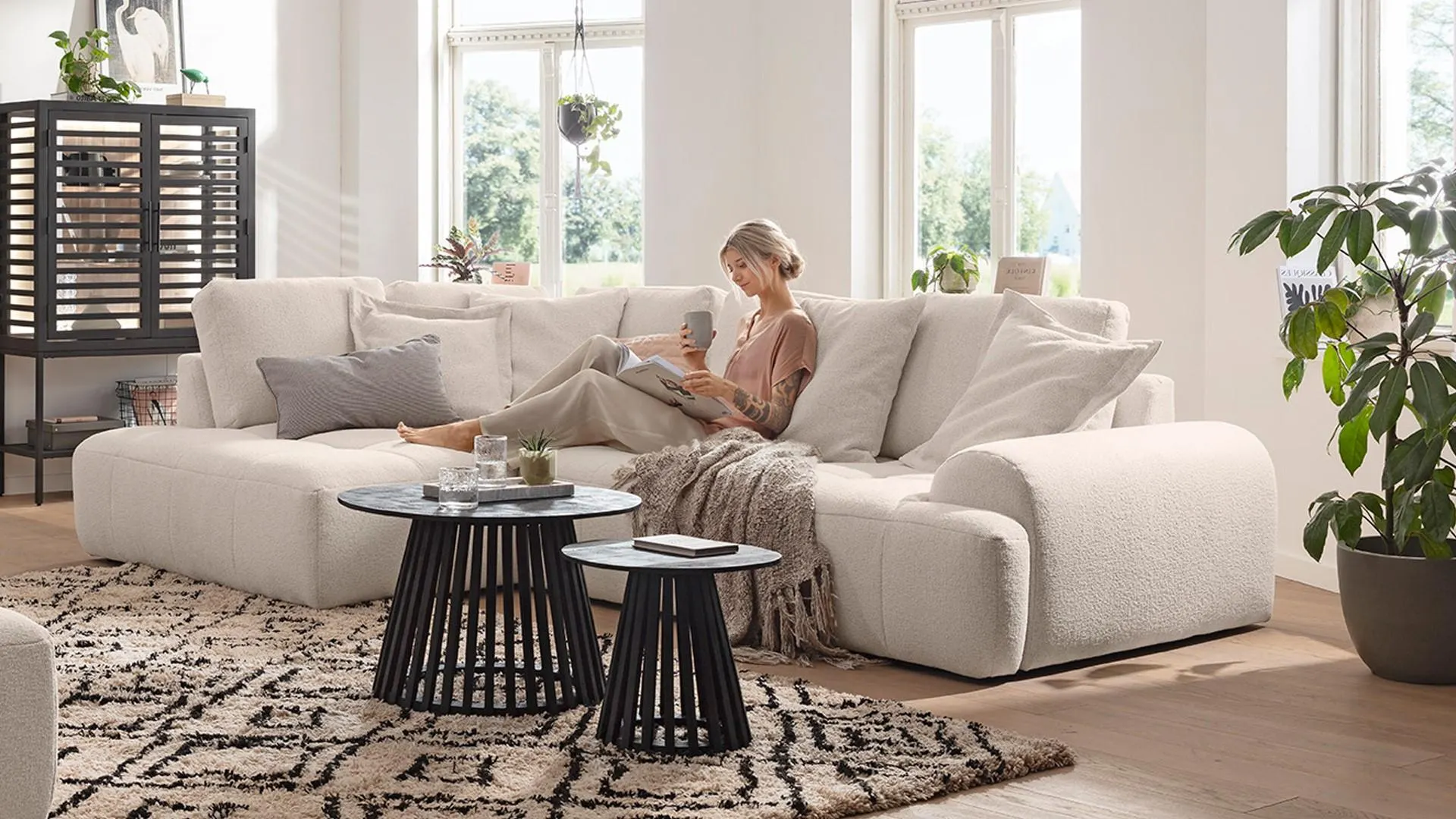 Ginger Moon Ecksofa Energy mit losen Rückenkissen in Stoff