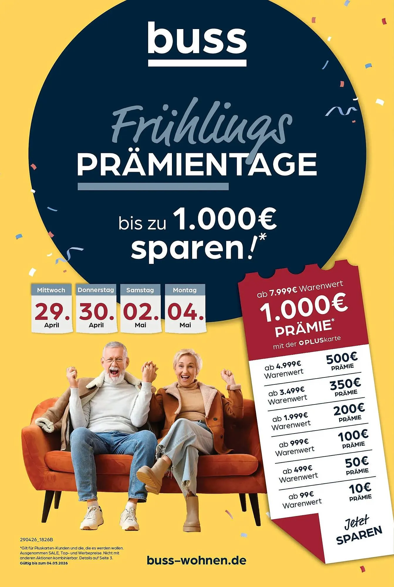 Möbel Buss Prospekt von 28. April bis 4. Mai 2026 - Prospekt seite 1
