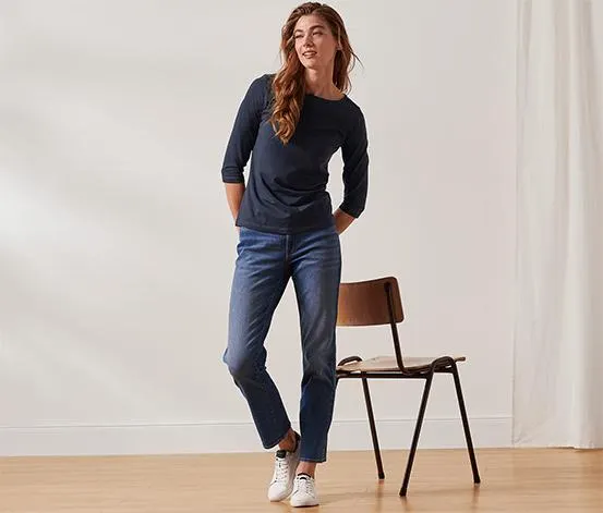 Shirt mit 3/4-Arm, dunkelblau