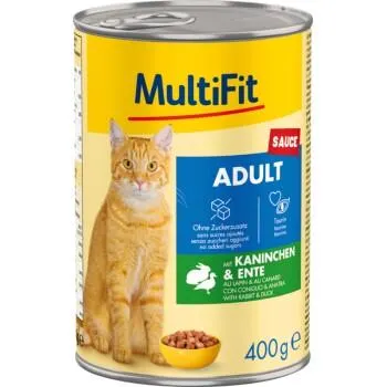 MultiFit Nassfutter Katze Adult, Sauce, Kaninchen und Ente 6x400 g