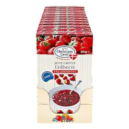 Christians Grod Rote Grütze Erdbeere 500 g, 12er Pack