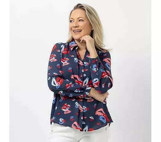 KILIAN KERNER SENSES Bluse, langarm Allover-Druck Blusenkragen leger weit