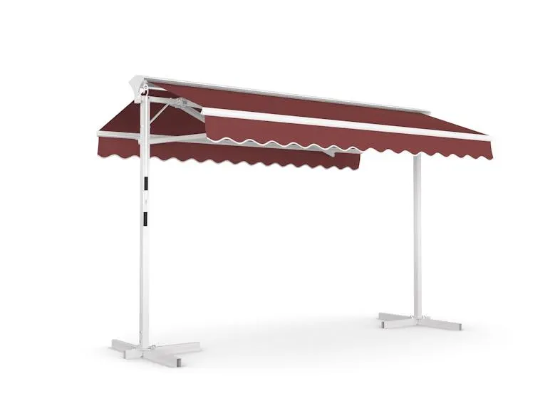 METRO PROFESSIONAL Standmarkise mit Kurbel, Alu/Polyester, 3.5 x 3 m, bordeaux