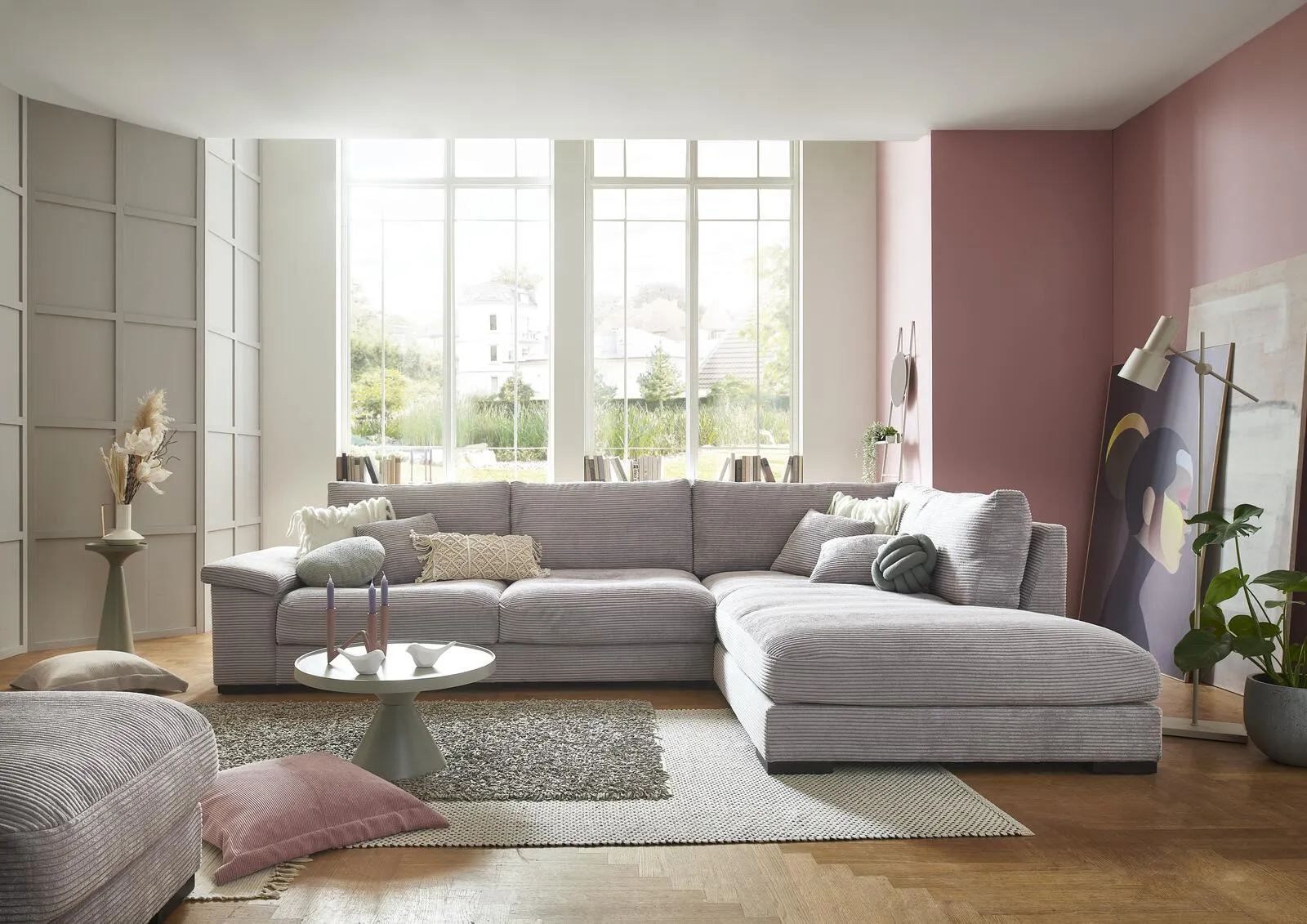 Ecksofa Cord mit Kissen