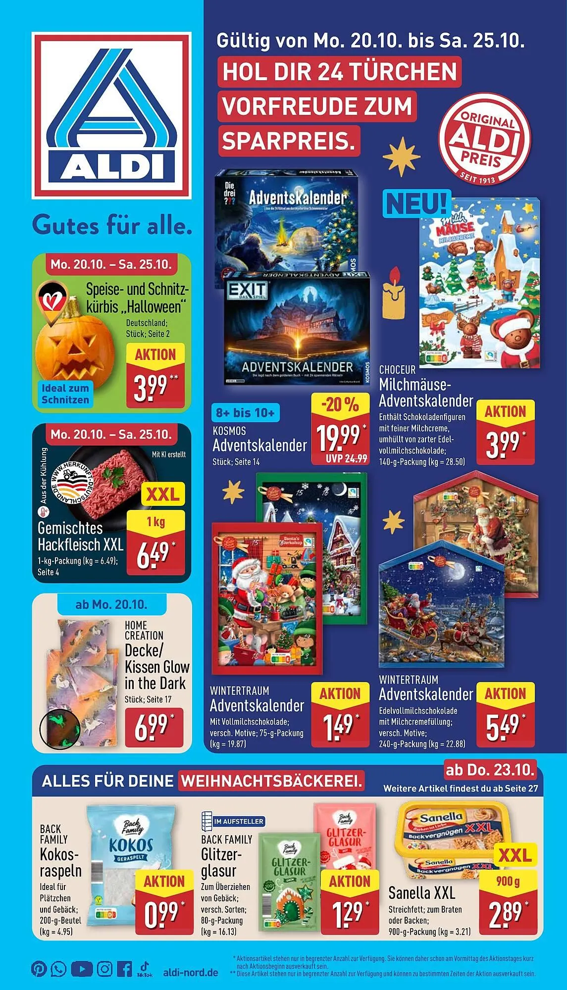 Aldi Nord Prospekt von 20. Oktober bis 26. Oktober 2025 - Prospekt seite 1