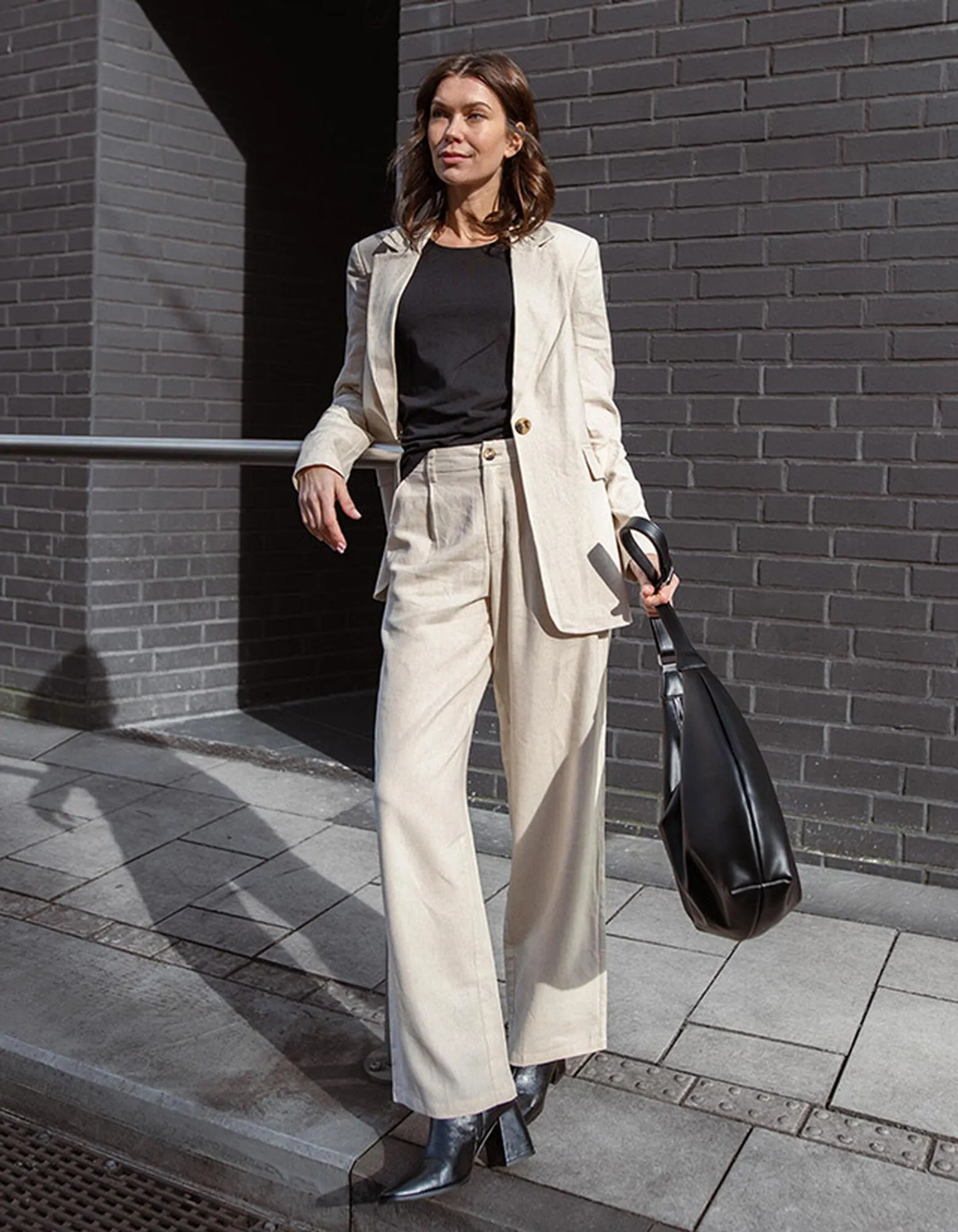 Hose - Leinen-Mix - dunkelbraun