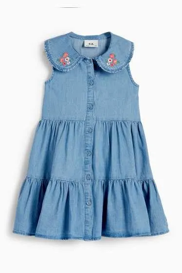 Floral - denim dress