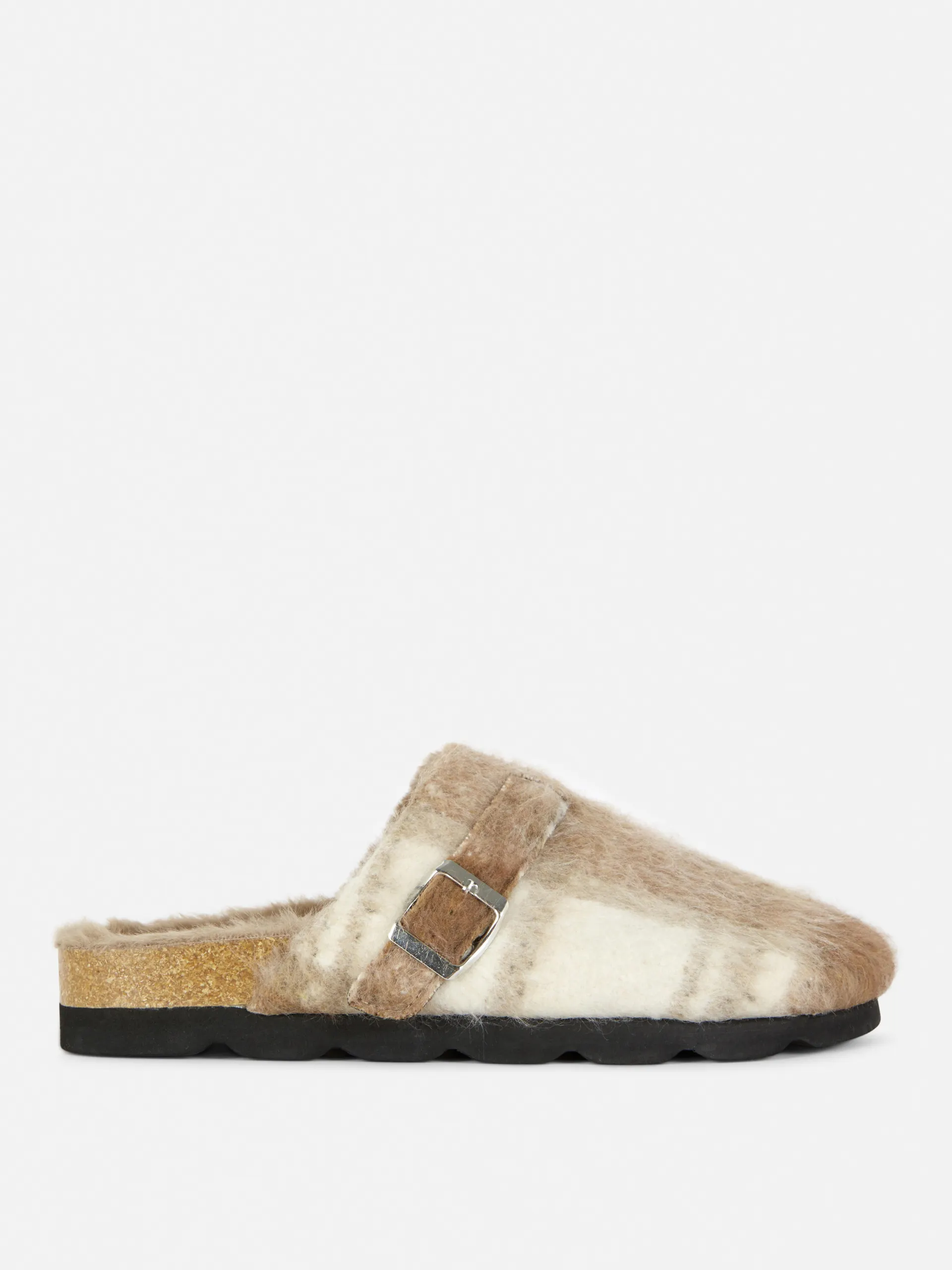 Rita Ora Check Faux Fur Lined Clog Mules