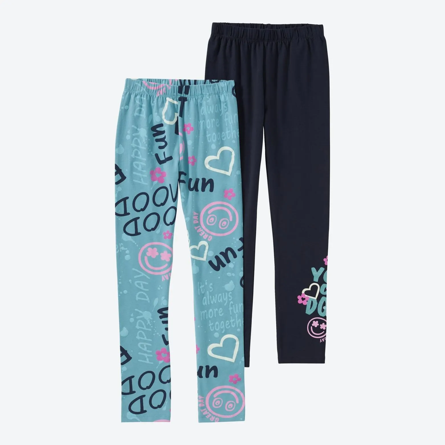 Kinder-Mädchen-Leggings mit Druck, 2er-Pack