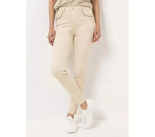 VIA MILANO Jeans, knöchellang 5-Pocket-Style Strassdetails skinny