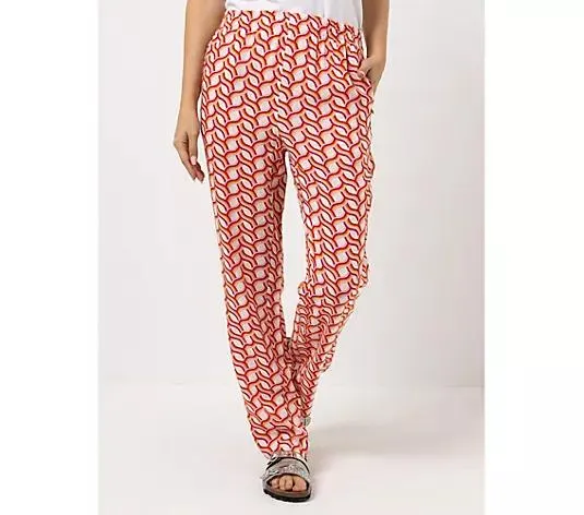 DINE 'N' DANCE Hose Rundumdehnbund Allover-Druck gerades Bein