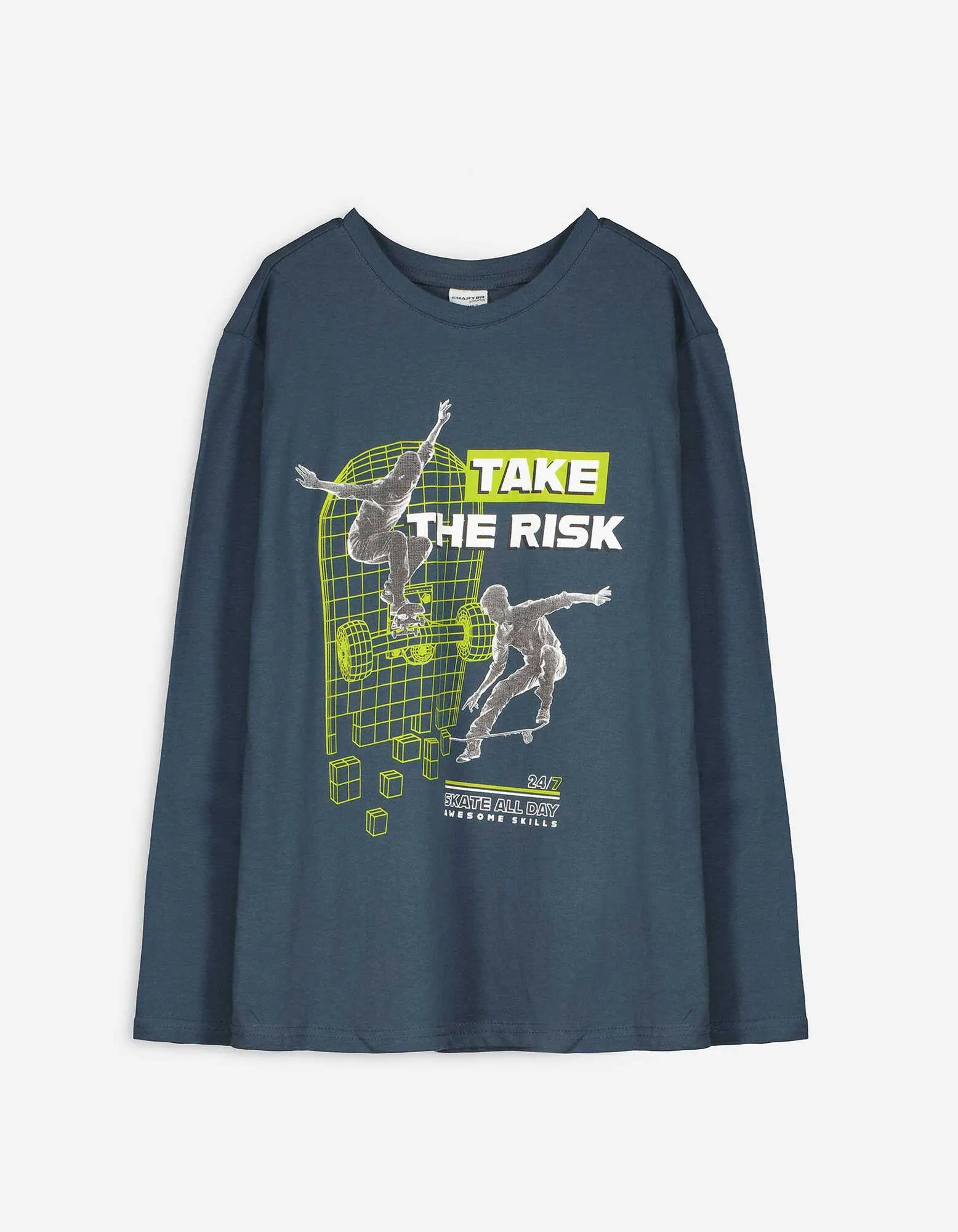 Langarmshirt - Frontprint - dunkelblau