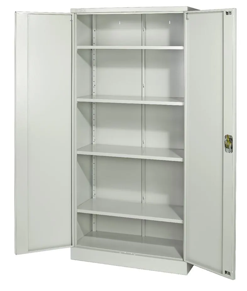 SIGMA Aktenschrank, Metall, 92 x 42 x 195 cm, 4 verstellbare Regalböden, abschließbar, grau