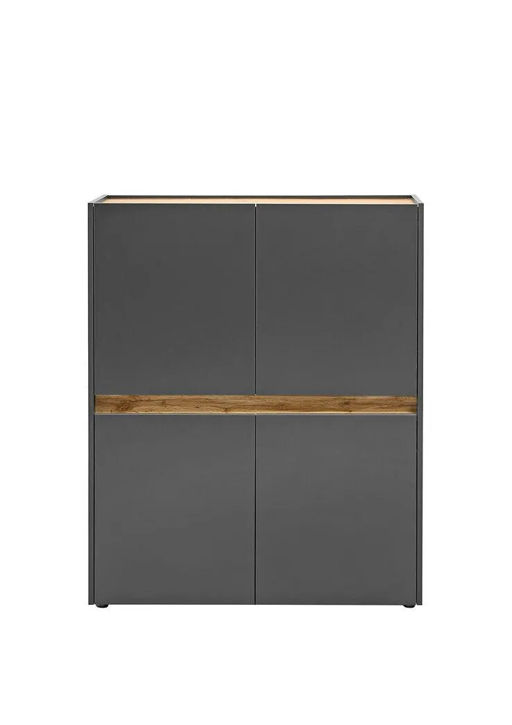Highboard CITY 100 x 122 cm anthrazit/braun