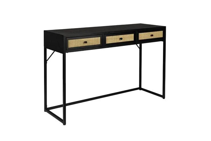 Konsolentisch JOANNA 120 x 76 cm Rattangeflecht/schwarz