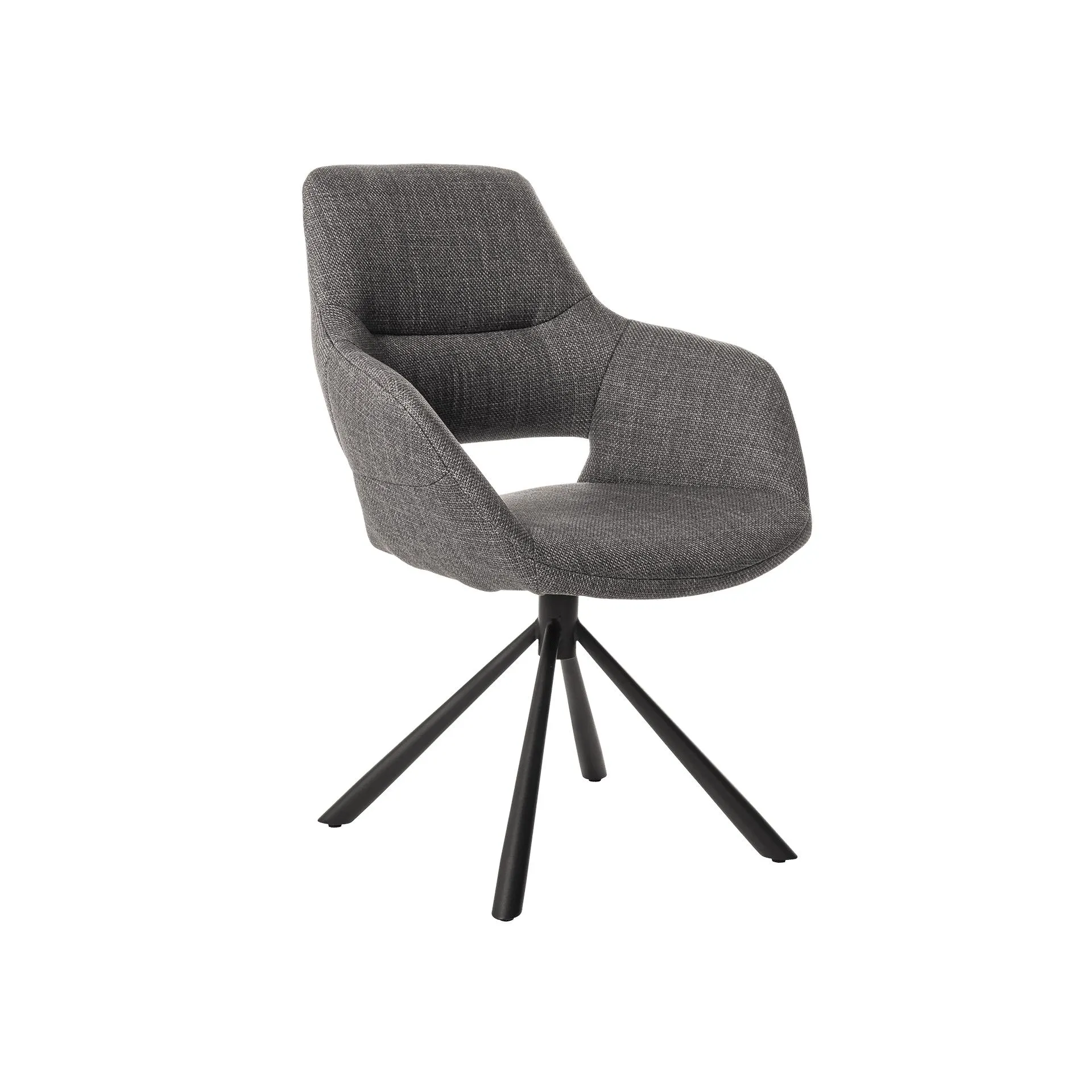 Armlehnstuhl Begonia Gestell Schwarz Bezug Anthrazit