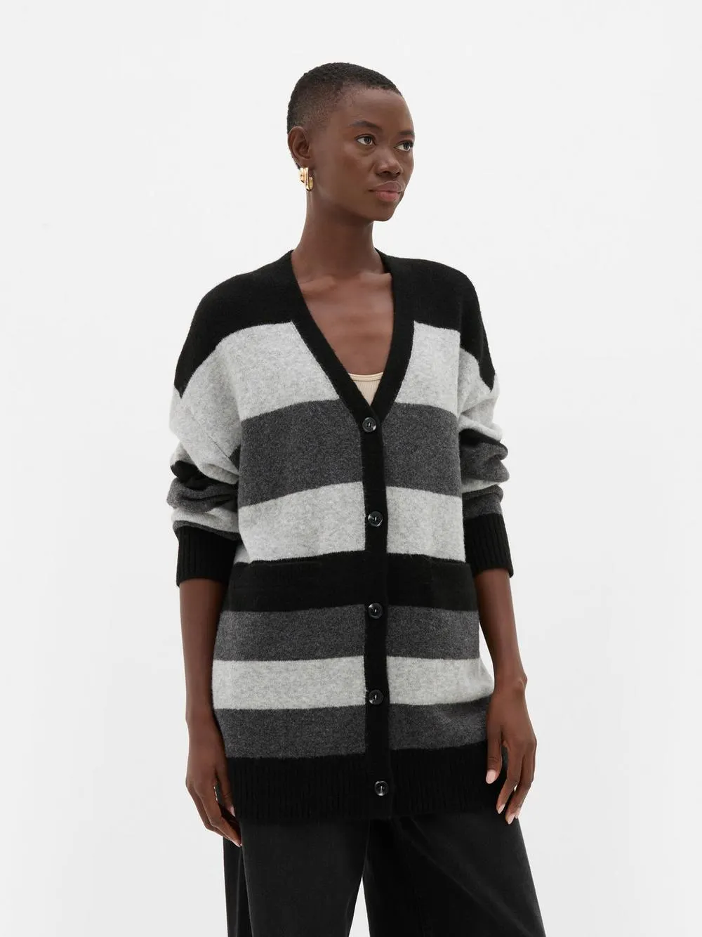 Langer Cardigan mit Streifen