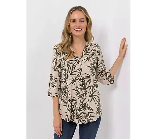 KIM & CO. Shirt, 3/4-Arm Brazil Knit Jersey Knopfleiste figurumspielend